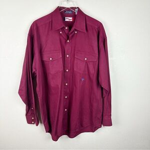 Tony Lama Maroon Rodeo Cowboy Vintage Button Down Shirt Mens XL